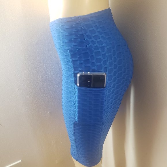 New Junior's Cute Blue capri Tik tok leggings - Picture 2 of 2